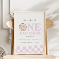 Groovy meisje geruit gelukkig gezicht | Welkomstbo