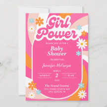 Groovy Meisje Power Baby shower Invitation