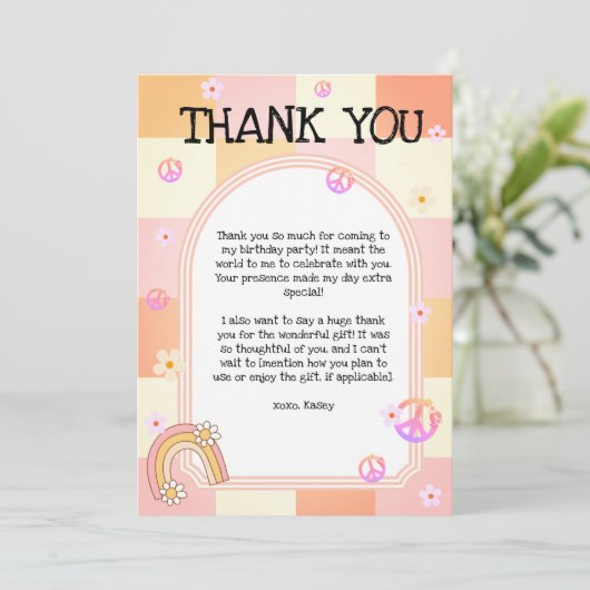 Groovy meisjes dank je kaart (Staand voorkant)