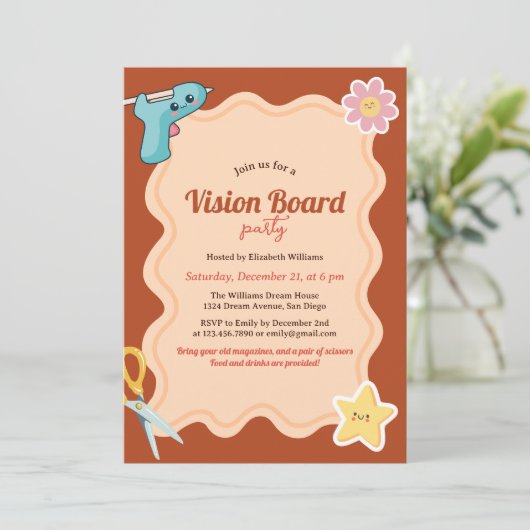 Groovy Meisjes DIY Dream Vision Board Party Kaart (Staand voorkant)