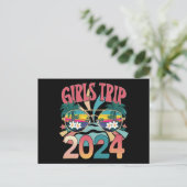 Groovy Meisjes Trip 2024 Weekend Zomer Strand Briefkaart (Staand voorkant)