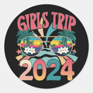 Groovy Meisjes Trip 2024 Weekend Zomer Strand Ronde Sticker