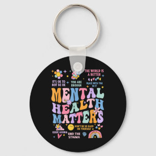 Groovy Mental Health Awareness Wees vriendelijk vo Sleutelhanger