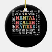 Groovy Mental Health Matters Floral Minimalist Gra Keramisch Ornament (Achterkant)