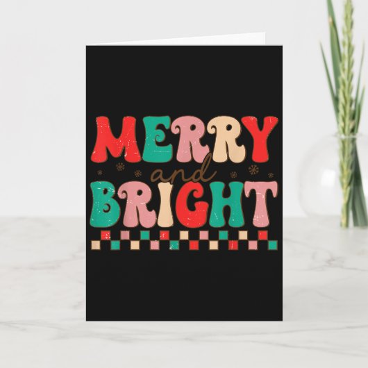 Groovy Merry And Bright Christmas Matching Family Kaart (Voorkant)