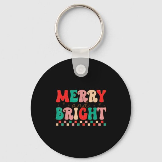 Groovy Merry And Bright Christmas Matching Family  Sleutelhanger (Voorkant)
