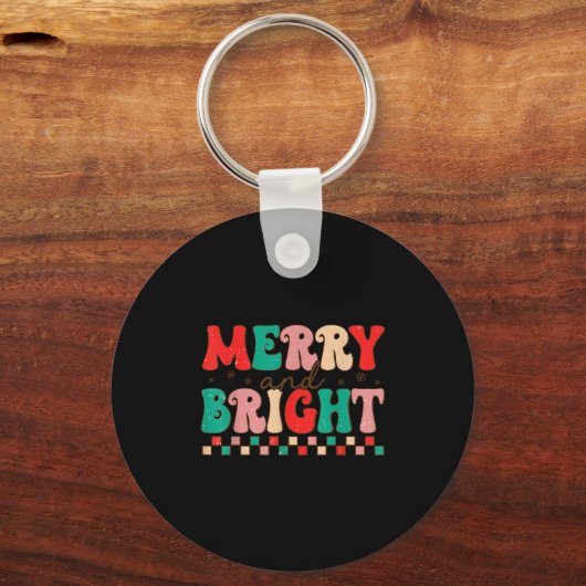 Groovy Merry And Bright Christmas Matching Family Sleutelhanger (Voorkant)