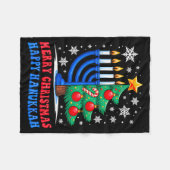 Groovy Merry Chrismukkah Happy Christmas Hanukkah  Fleece Deken (Voorkant (Horizontaal))