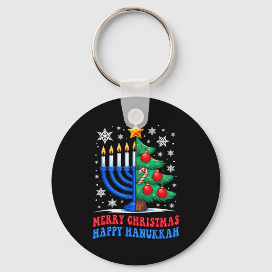 Groovy Merry Chrismukkah Happy Christmas Hanukkah  Sleutelhanger (Voorkant)