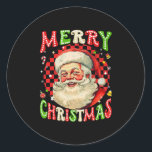 Groovy Merry Christmas Kerstmis Santa Mannen Wom Ronde Sticker<br><div class="desc">Groovy Vrolijk Kerstfeest Kerstman Santa Mannen Vrouwen Kinder</div>