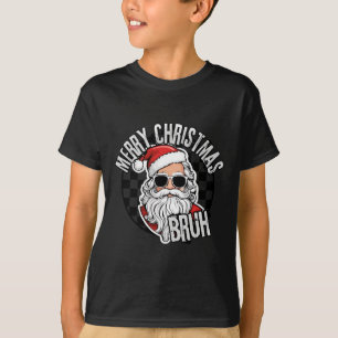 Groovy Merry Christmas Santa Burh Geruit Retro T-shirt