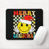 Groovy Merry Christmas Smile Face Santa Hat Xmas T Muismat (Met muis)