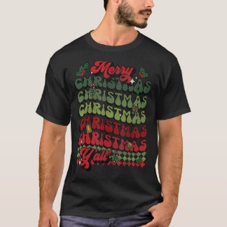 Groovy Merry kerst Retro Xmas overeenkomende pyjam T-shirt