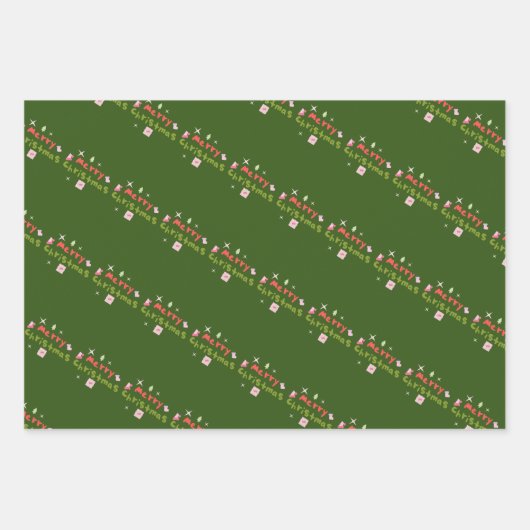 Groovy Merry kerstboomballetjes Inpakpapier Vel (Voorkant 2)