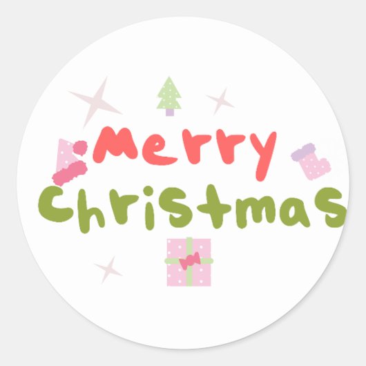 Groovy Merry kerstboomballetjes Ronde Sticker (Voorkant)
