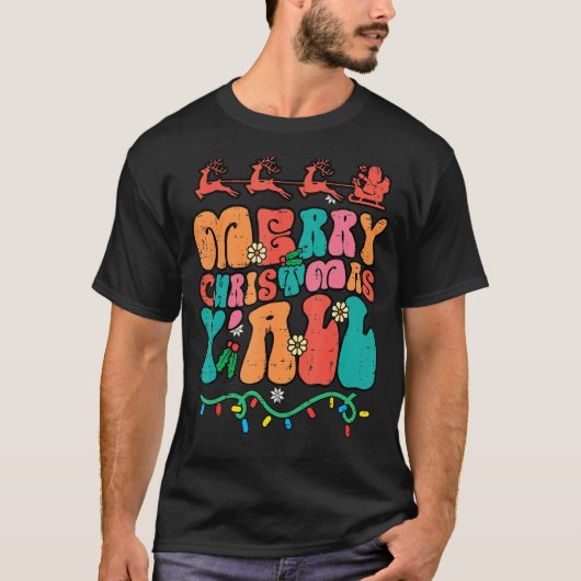 Groovy Merry met kerstmis - Mannen van de Retro Xm T-shirt (Voorkant)