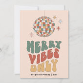 Groovy Merry Vibes Only Retro Christmas Kaart (Voorkant)