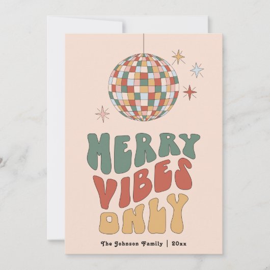Groovy Merry Vibes Only Retro Christmas Kaart (Voorkant)