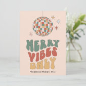 Groovy Merry Vibes Only Retro Christmas Kaart (Staand voorkant)