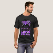 Groovy Messy Bun Leopard Purple Ribbon Lupus Warri T-shirt (Voorkant volledig)