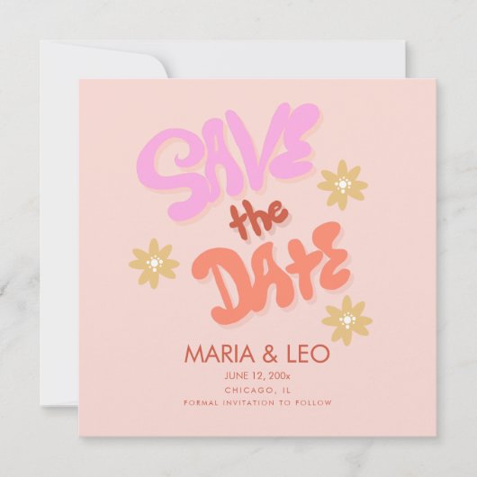 Groovy met de hand getekende lettering bewaar de d kaart (Voorkant)