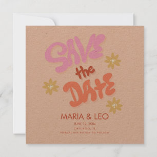 Groovy met de hand getekende lettering bewaar de d kaart