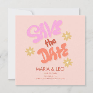 Groovy met de hand getekende lettering bewaar de d kaart