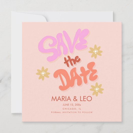 Groovy met de hand getekende lettering bewaar de d kaart (Voorkant)