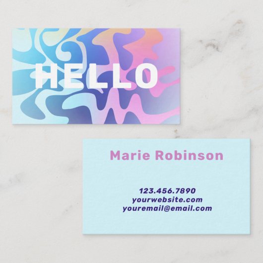 Groovy Metallic Squiggles Pastel Roze Blauw Uniek Visitekaartje (Voorkant / Achterkant)