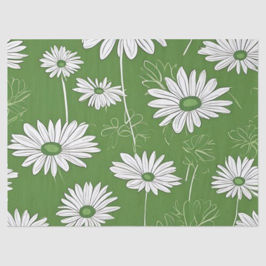 Groovy Mid Century Modern Daisy Floraal Tissuepapier (Voorkant)