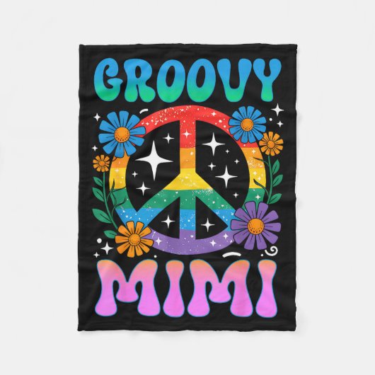 Groovy Mimi Floral Hipe Funny Mother's Day Mom Wom Fleece Deken (Voorkant)