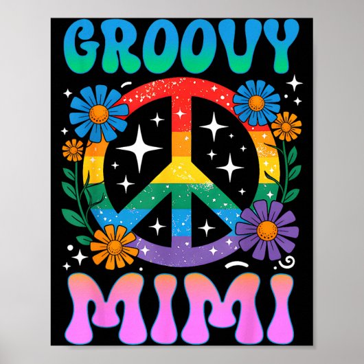 Groovy Mimi Floral Hipe Funny Mother's Day Mom Wom Poster (Voorkant)