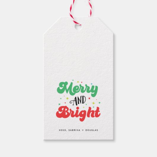 Groovy-minimalistische kerst cadeaulabel (Voorkant)