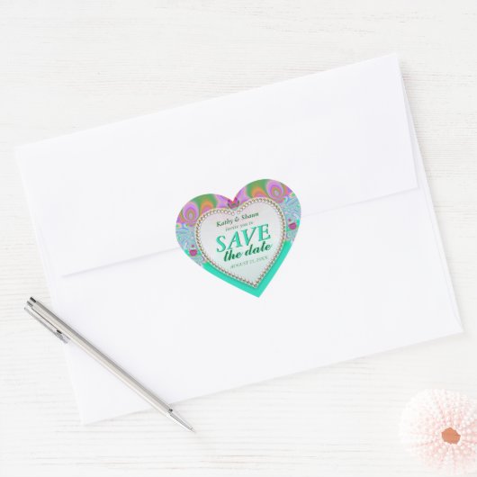 Groovy Mint & Roze sparen de Stickers van het Hart (Envelop)