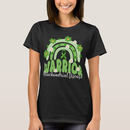 Groovy Mitochondrial Disease Warrior Rainbow Flowe T-shirt (Voorkant)