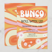 Groovy Mod Dames Nacht Bunco Party Kaart (Voorkant / Achterkant)