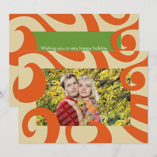 Groovy Mod Holiday Photo Flat Card Feestdagenkaart (Voorkant / Achterkant)