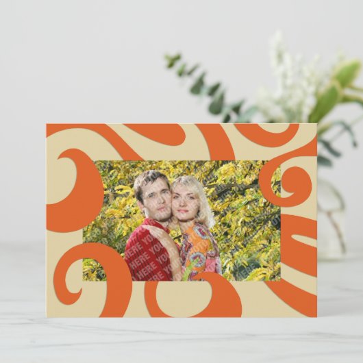 Groovy Mod Holiday Photo Flat Card Feestdagenkaart (Staand voorkant)