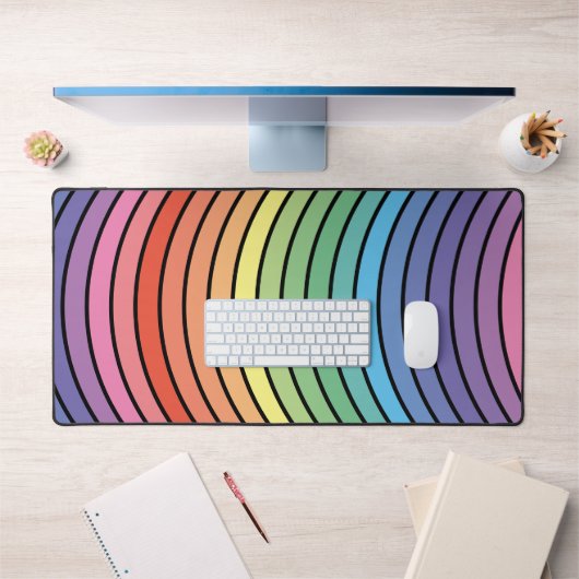 Groovy Mod Kleurrijke Funky Retro Abstract Regenbo Bureaumat (Kantoor 1)