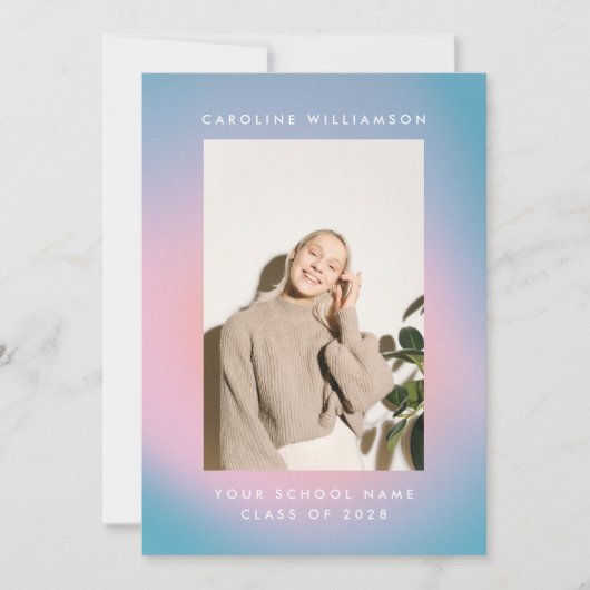 Groovy Mod Pastel Retro Custom Photo Afstuderen Aankondiging (Voorkant)