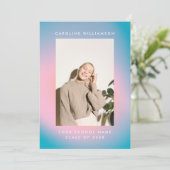 Groovy Mod Pastel Retro Custom Photo Afstuderen Aankondiging (Staand voorkant)