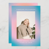 Groovy Mod Pastel Retro Custom Photo Afstuderen Aankondiging (Voorkant / Achterkant)