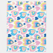 Groovy Modern Cute Pastel Pink Blue Yellow Hearts. Fleece Deken (Voorkant)