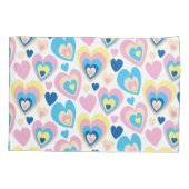 Groovy Modern Cute Pastel Pink Blue Yellow Hearts. Kussensloop (Achterkant)