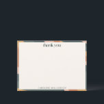 Groovy Modern Earth Tone Wavy Stripe Personalized Bedankkaart<br><div class="desc">This personalized thank you card features a modern wavy stripe border in warm earthy tones including terracotta, mustard, teal, and peach. The clean cream background leaves plenty of room for a handwritten message while the name at the bottom adds a personal finishing touch. Perfect for wedding thank you notes, graduation...</div>