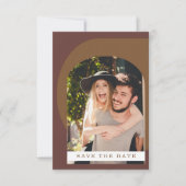 Groovy Modern Geometric Photo Brown Save The Date (Voorkant)