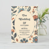 Groovy modern madeliefje bloemenbruiloft Kaart (Staand voorkant)
