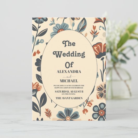 Groovy modern madeliefje bloemenbruiloft Kaart (Staand voorkant)