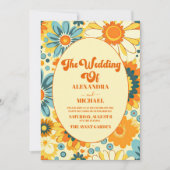 Groovy modern madeliefje bloemengeel & sinaasappel kaart (Voorkant)