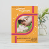 Groovy, modern retro bruiloft uitnodiging ontwerp (Staand voorkant)